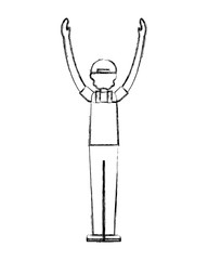 mechanic with hands up worker avatar character