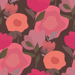 Abstract dust color floral seamless pattern