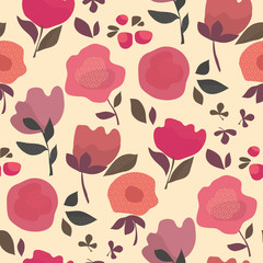 Abstract dust color floral seamless pattern