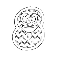 number eight kawaii character