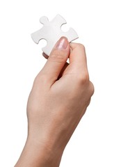 Hand Holding a Puzzle Piece