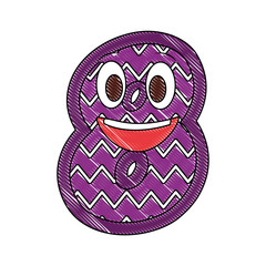 number eight kawaii character