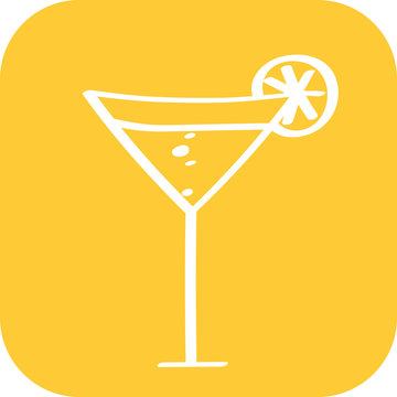 Handgezeichneter Cocktail auf gelbem Hintergrund