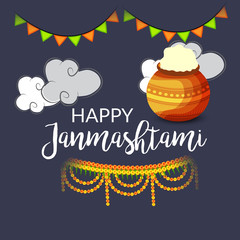 Beautiful abstract, banner or poster for Happy Janmashtami.