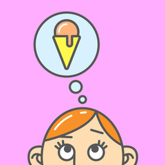 Color flat art cartoon illustration of the idea of ice cream