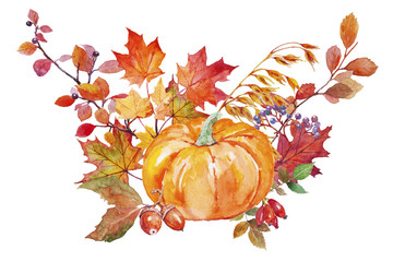 Autumn leaf frame. Watercolor illustration