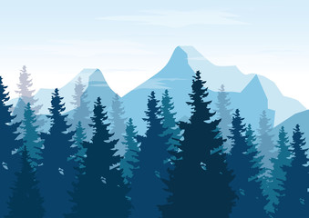 Vector Illustration : Landscape with Mountain Peaks