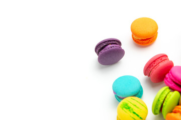 A french sweet delicacy, macaroons variety closeup.macaroon colourful texture.