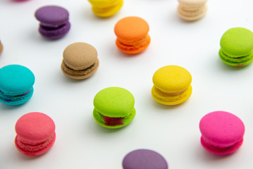 A french sweet delicacy, macaroons variety closeup.macaroon colourful texture.