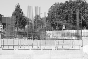 Steel reinforcements of a concrete wall (Pesar, Italy, Europe)