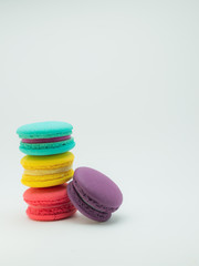 A french sweet delicacy, macaroons variety closeup.