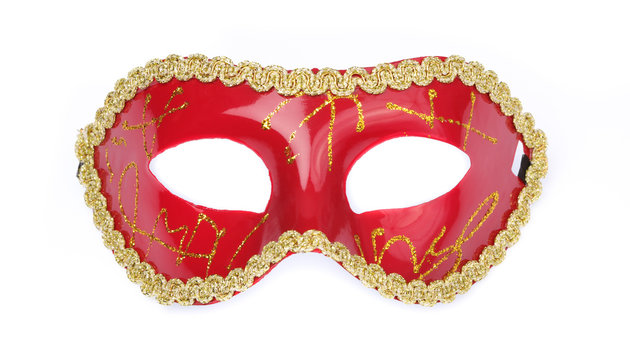 Red Fancy Festival Mask Isolated On White Background