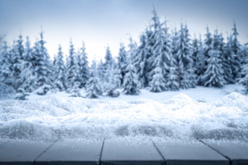 desk of free space and winter time 