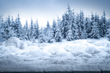 desk of free space and winter time 