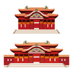 沖縄　首里城　歴史的建造物イラスト