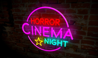 Fototapeta na wymiar Horror cinema night neon