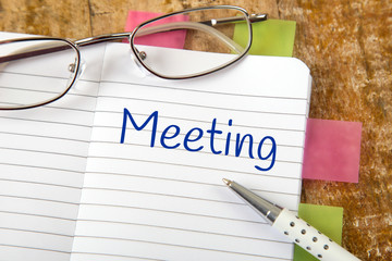 Eintrag im Notizbuch: Meeting
