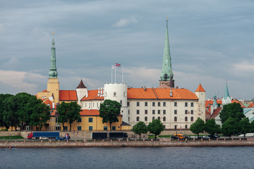 Old Town of Riga, Riga castle and Daugava River.