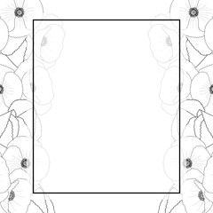 Corn Poppy Outline Banner Card Border