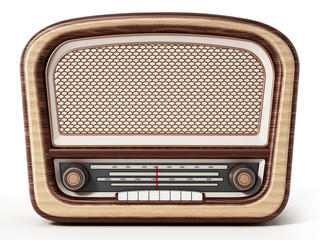 Vintage radio isolated on white background. 3D illustration