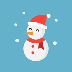 snowman and Santa hat flat icon, Christmas theme set