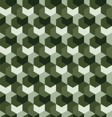 Seamless camouflage in simple Green repeating pattern. Polygonal mosaic series for your design. Vector