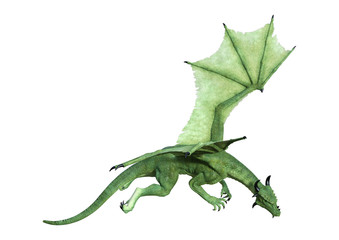 3D Rendering Fantasy Dragon on White