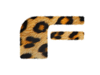 Furry text number made of leopard skin texture. Character render isolated on white.