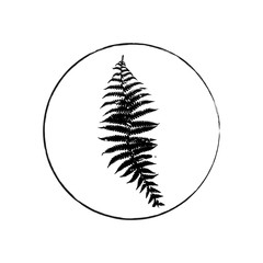 Vector floral logo. Botanical illustration  with isolated  destroyed silhouette on white background.