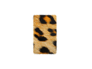 Furry text number made of leopard skin texture. Character render isolated on white.