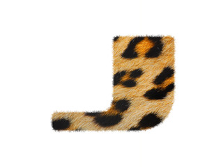 Furry text number made of leopard skin texture. Character render isolated on white.
