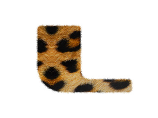 Furry text number made of leopard skin texture. Character render isolated on white.