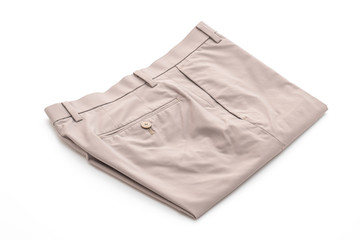 beige short pants isolated on white background