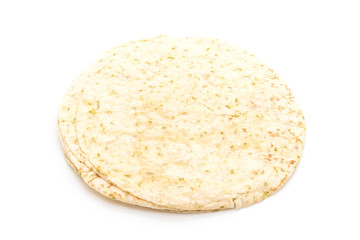 Dough tortilla wraps  on white background