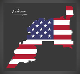 Henderson Nevada map with American national flag illustration