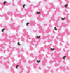 Seamless camouflage in Pink pattern. Polygonal mosaic series for your design. Vector