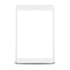 Tablet pc computer with blank screen isolated on white background.