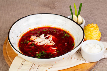 Traditional Borsch with meat