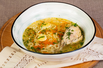 Chicken soup with leg