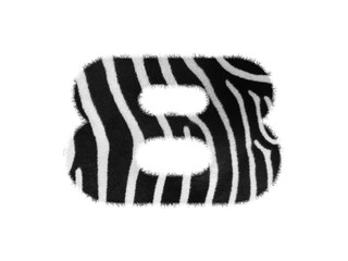 Furry font made of zebra skin texture. Character render isolated on white.