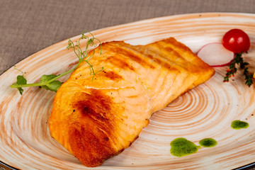 Grilled salmon steak
