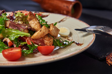 a plate of meat salad