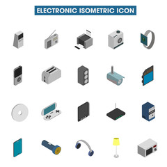 Isometric collection of Electronic icon on white background.