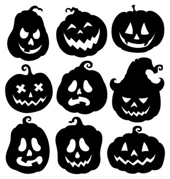 Pumpkin silhouettes theme set 3