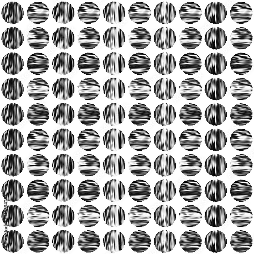 Aufkleber seamless black circle hand drawn a pattern on white background. geometric abstract texture. vector i