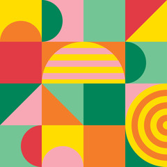 Obraz premium Abstract colorful of geometric shapes pattern. Texture trendy design for poster and cover template background. Vector illustration