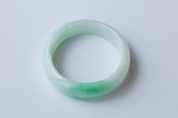 close-up of a jade bracelet