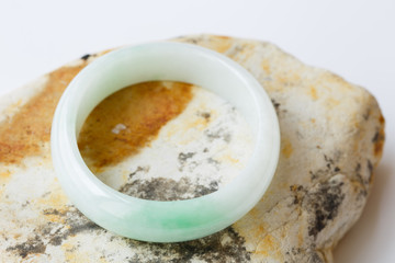 close-up of a jade bracelet