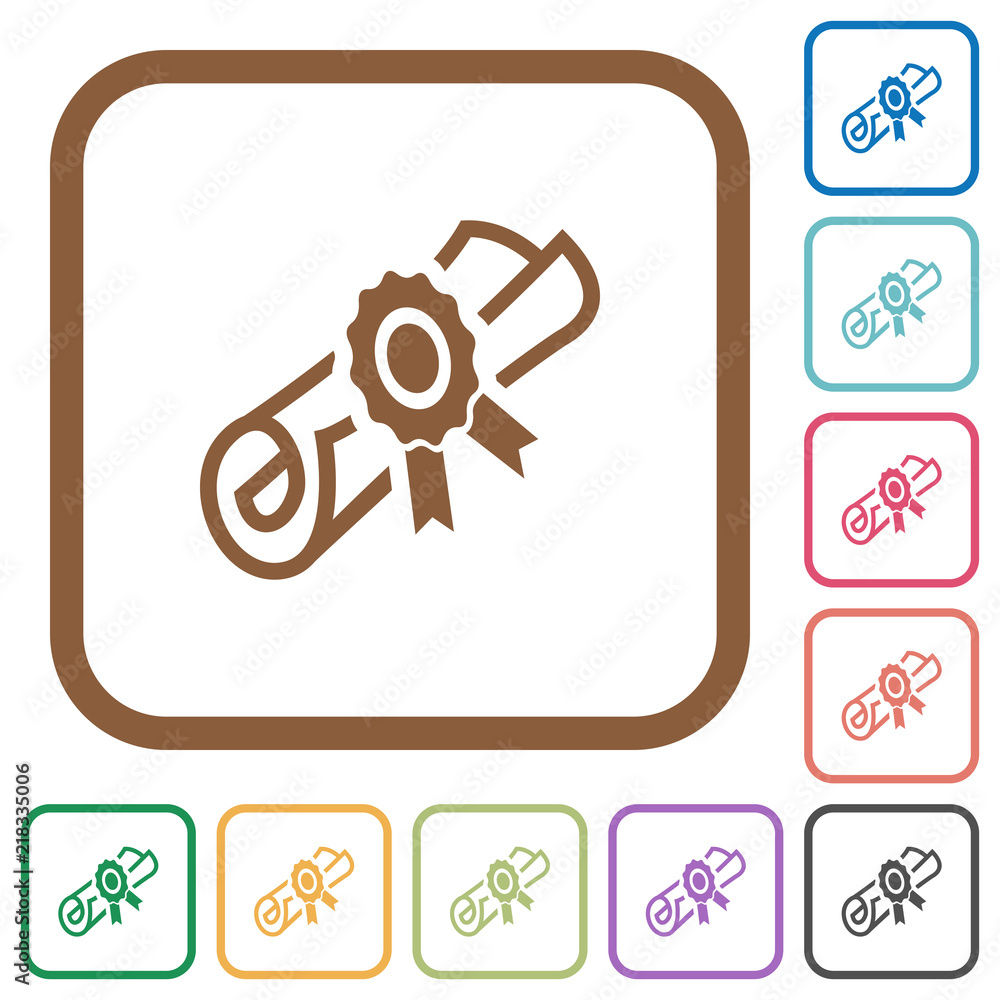Aufkleber diploma scroll with seal simple icons