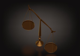 Golden scales of justice on a black